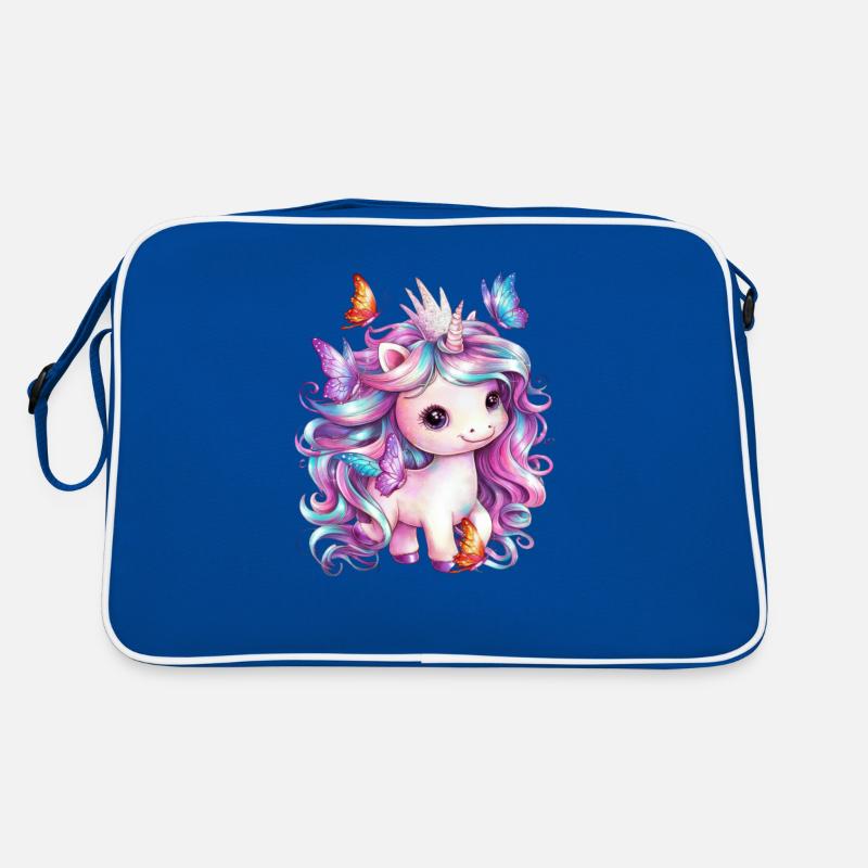 Kawaii Einhorn mit Schmetterlingen Retro Tasche