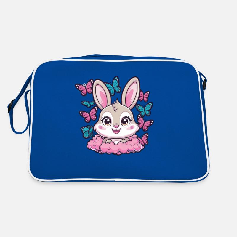 Kawaii Hase mit Schmetterlingen Retro Tasche