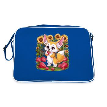 Fennec Renard du désert aux tulipes et citrons - Sac Retro - bleu/blanc - Dos