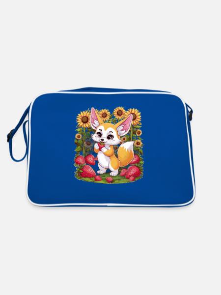 Fennec Renard du désert aux tulipes et citrons - Sac Retro - bleu/blanc - Dos