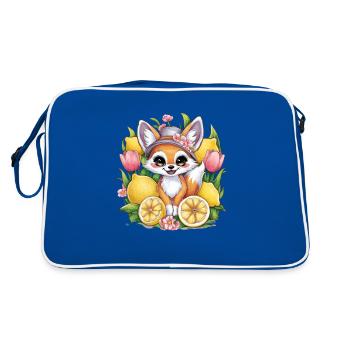 Renard du désert Fennec aux tulipes et citrons. - Sac Retro - bleu/blanc - Dos