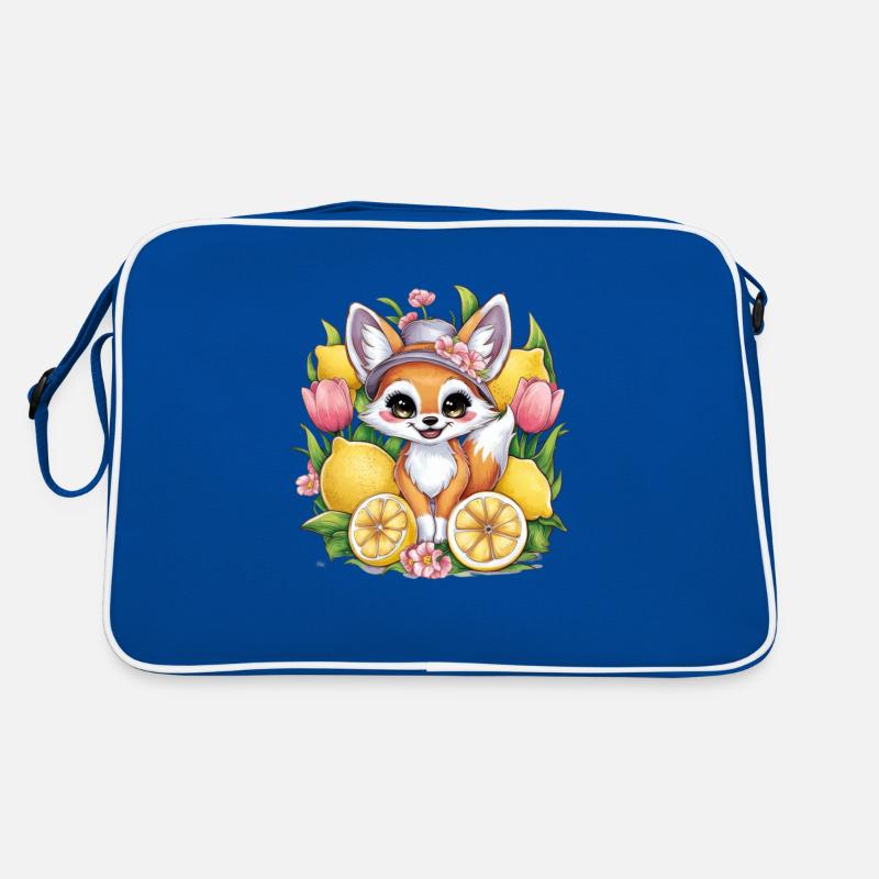 Renard du désert Fennec aux tulipes et citrons. Sac Retro