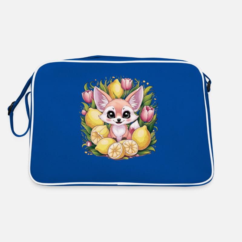 Renard du désert Fennec aux tulipes et citrons. Sac Retro