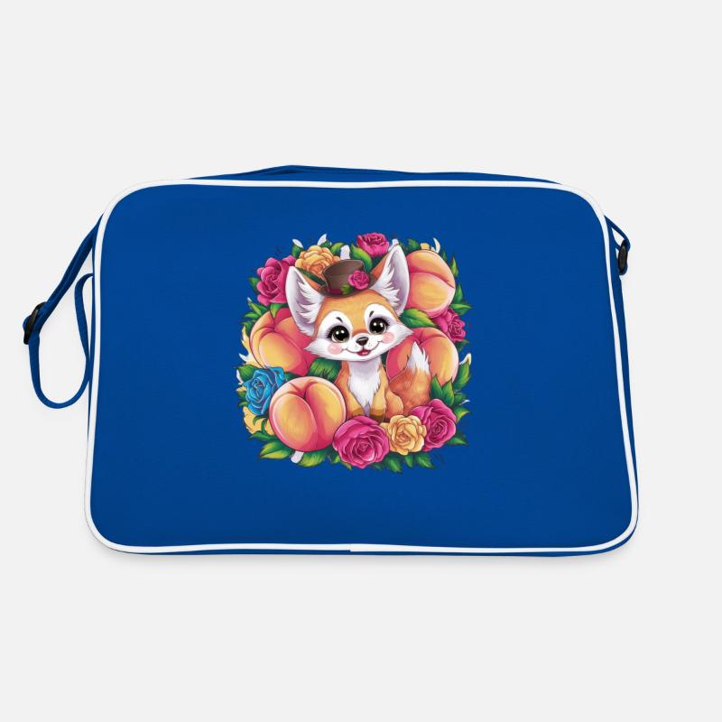 Kawaii Fennek Wüstenfuchs mit Pfirsichen Retro Tasche
