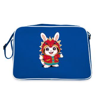 Lapin Kawaii de dessin animé avec tenue de dragon cool - Sac Retro - bleu/blanc - Dos