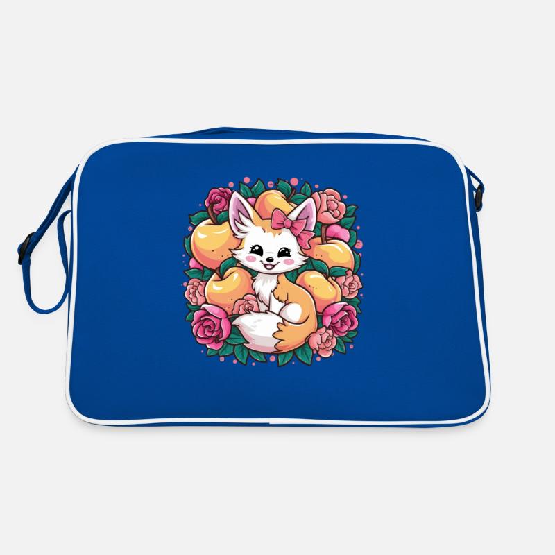 Kawaii Fennek Wüstenfuchs mit Pfirsichen Retro Tasche