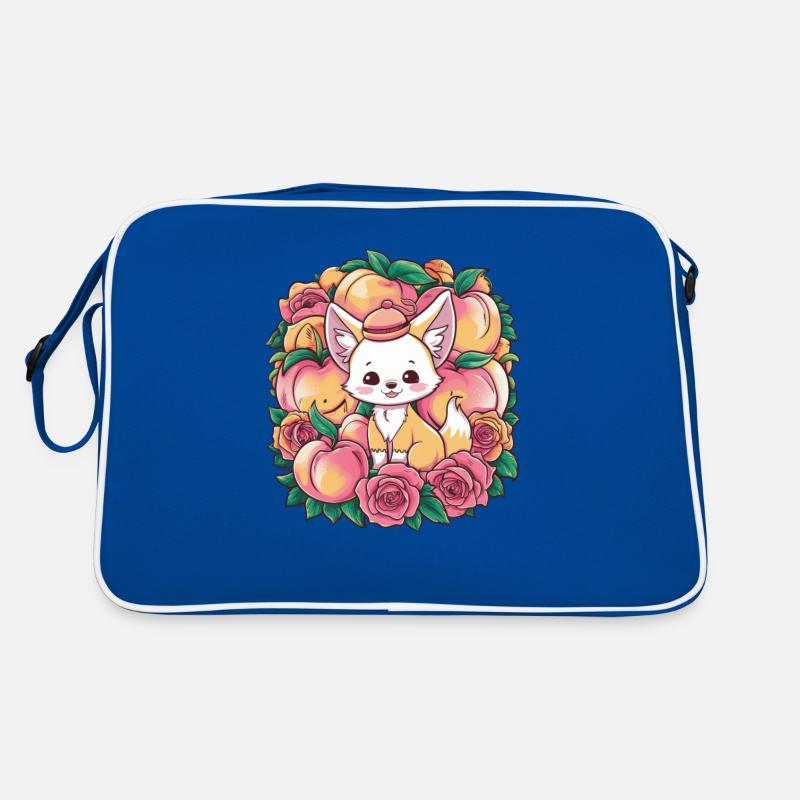 Kawaii Fennek Wüstenfuchs mit Pfirsichen Retro Tasche