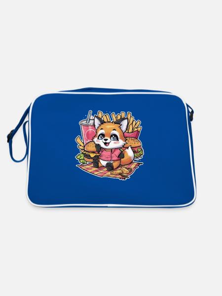 Le renard kawaii adore la restauration rapide - Sac Retro - bleu/blanc - Dos