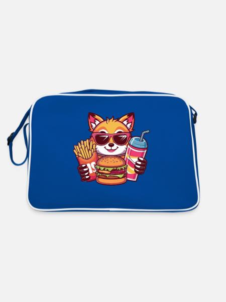 Le renard kawaii adore la restauration rapide - Sac Retro - bleu/blanc - Dos