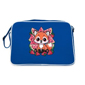 Kawaii fox with strawberries and watermelon - Retro Bag - blue/white - Back