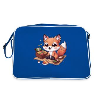 Kawaii Fuchs mit Kirschen bunter Lunch Box - Retro Tasche - Blau/Weiß - Hinten