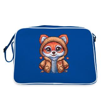 Fuchs im Cartoon Stil mit Bärchen Outfit - Retro Tasche - Blau/Weiß - Hinten