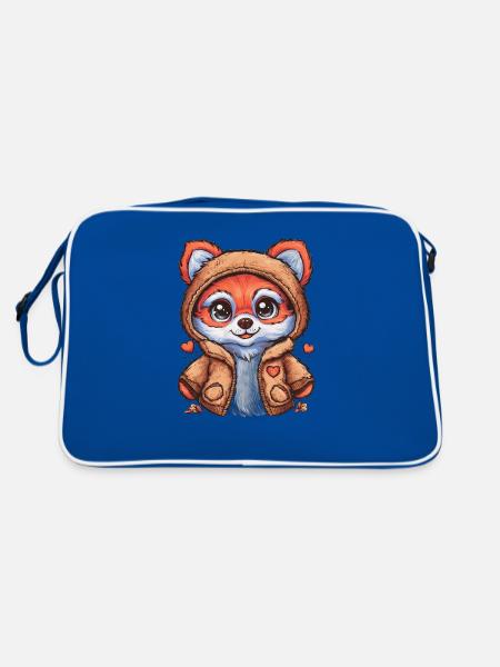 Fox in cartoon style with bear outfit - Retro Bag - blue/white - Back