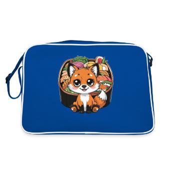 Kawaii Fuchs mit Kirschen bunter Lunch Box - Retro Tasche - Blau/Weiß - Hinten