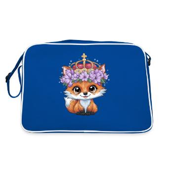 Renard kawaii avec couronne et fleurs violettes - Sac Retro - bleu/blanc - Dos