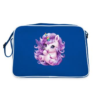 Licorne Kawaii aux fleurs violettes - Sac Retro - bleu/blanc - Dos
