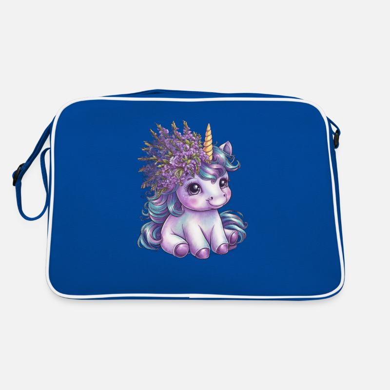 La licorne avec du lilas dans les cheveux aime les fleurs Sac Retro