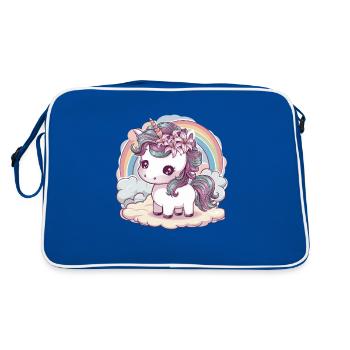Kawaii unicorn with lilies in her hair - Retro Bag - blue/white - Back