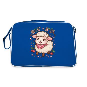 Mouton Kawaii aux cerises et fleurs de cerisier Sakura - Sac Retro - bleu/blanc - Dos