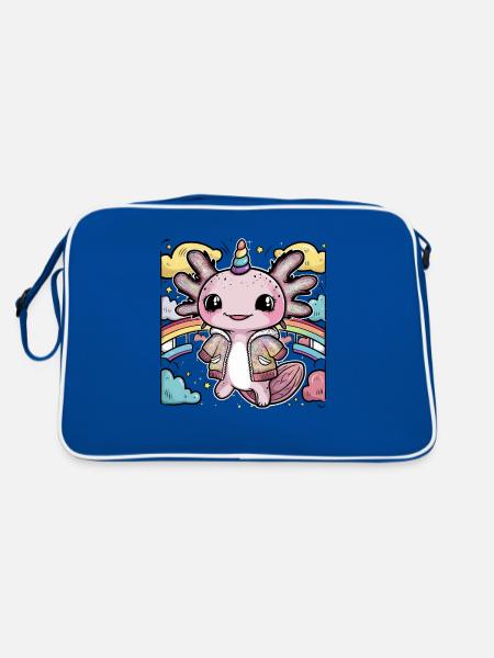 Mignon axolotl avec tenue de licorne - Sac Retro - bleu/blanc - Dos