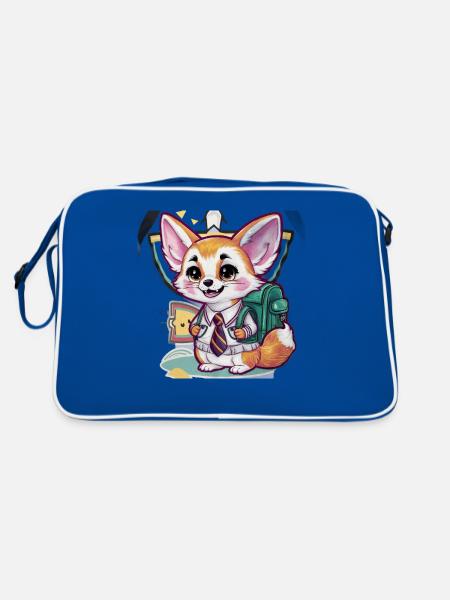 Fennek Desert Fox with School Uniform - Retro Bag - blue/white - Back