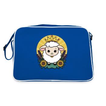 Mouton Kawaii avec Couronne, Tournesols & Lavande - Sac Retro - bleu/blanc - Dos