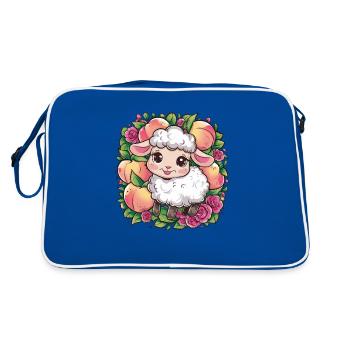 Mouton kawaii aux pêches et aux roses - Sac Retro - bleu/blanc - Dos
