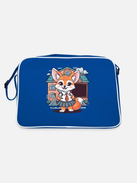 Fennek Desert Fox with School Uniform - Retro Bag - blue/white - Back