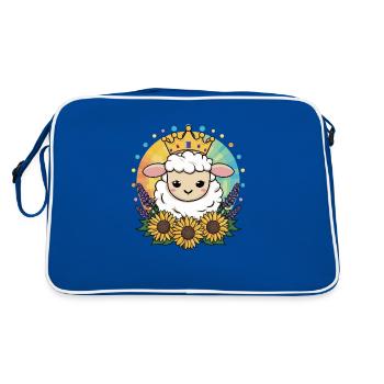Mouton Kawaii avec Couronne, Tournesols & Lavande - Sac Retro - bleu/blanc - Dos