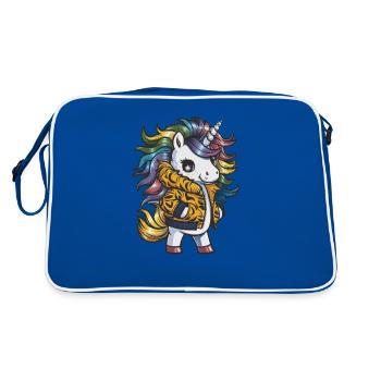 Licorne Kawaii de dessin animé avec tenue de tigre - Sac Retro - bleu/blanc - Dos