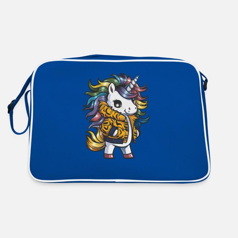 Cartoon Kawaii Einhorn mit Tiger-Outfit Retro Tasche