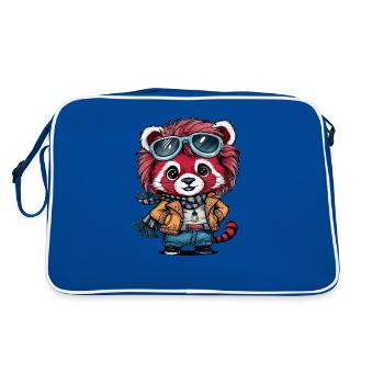Red Panda in Kawaii Cartoon Style - Retro Bag - blue/white - Back