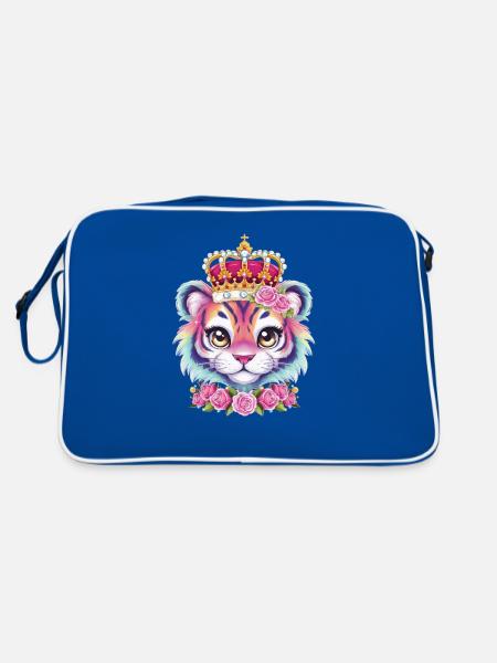 Tigre kawaii avec jolie tenue de lion. - Sac Retro - bleu/blanc - Dos