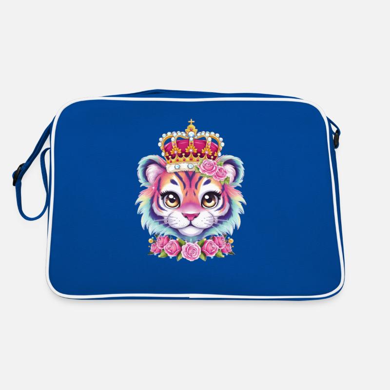 Kawaii tiger with pretty lion outfit. Retro Bag