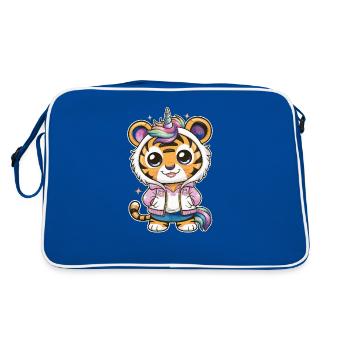 Tigre kawaii avec une jolie tenue de licorne - Sac Retro - bleu/blanc - Dos