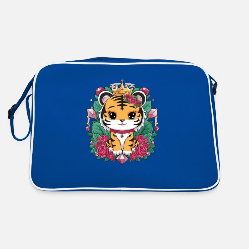 Kawaii tiger with pretty lion outfit. Retro Bag