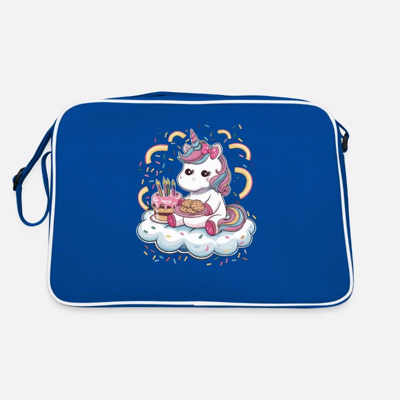 Licorne Kawaii de dessin animé avec des biscuits et un gâteau Sac Retro