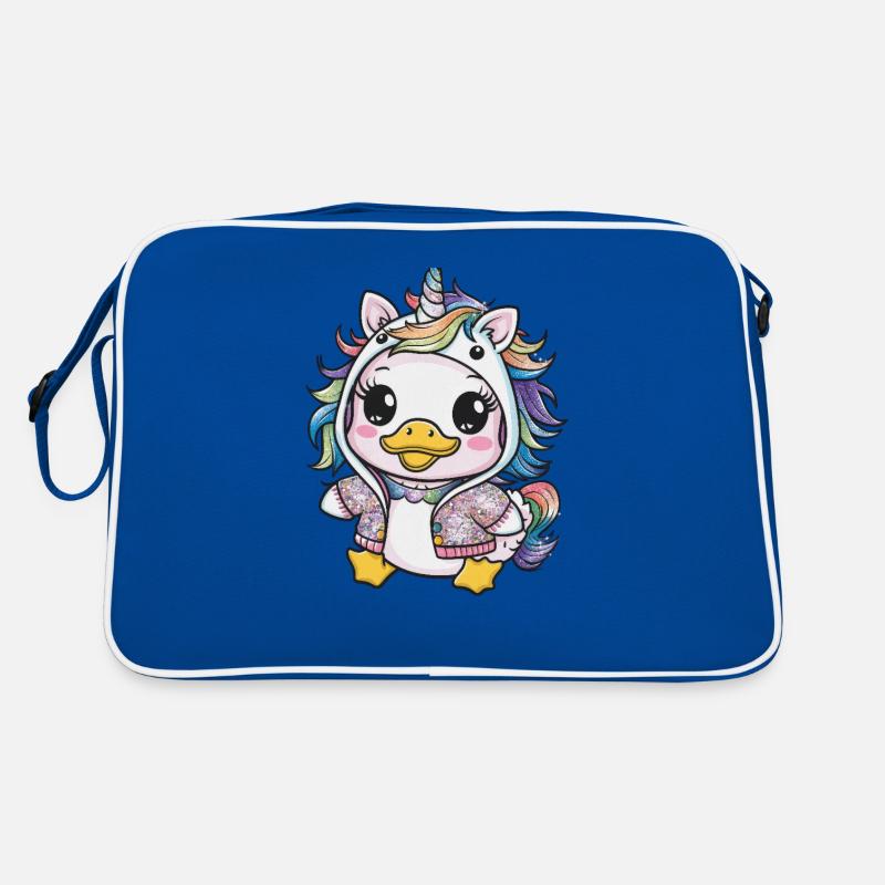 Dessin animé Kawaii Caneton avec tenue de licorne Sac Retro