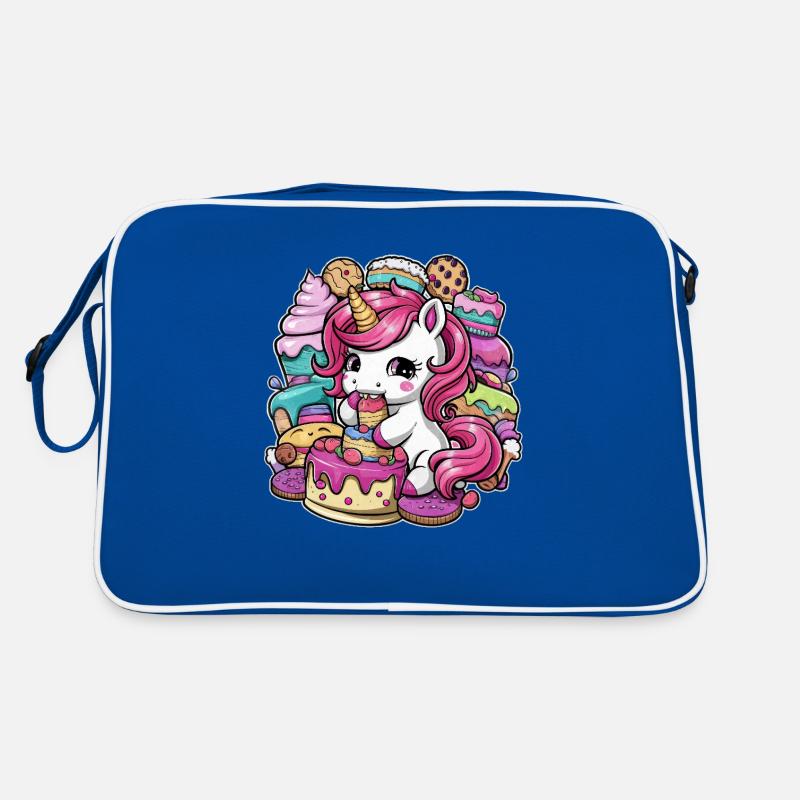 Licorne Kawaii de dessin animé avec des biscuits et un gâteau Sac Retro