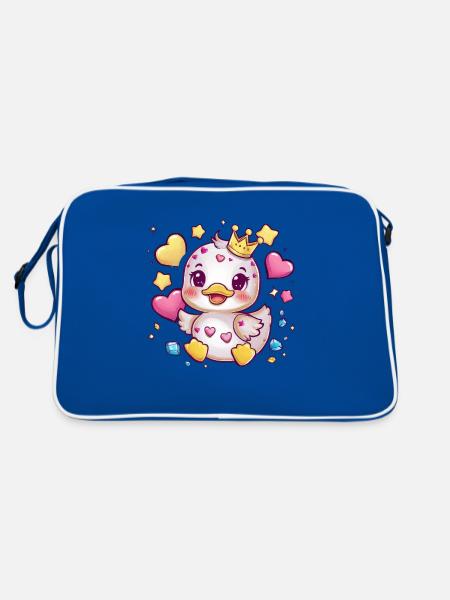 Kawaii duckling with traditional school uniform - Retro Bag - blue/white - Back