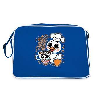 Kawaii Entchen im mit Cup Noodles - Retro Tasche - Blau/Weiß - Hinten