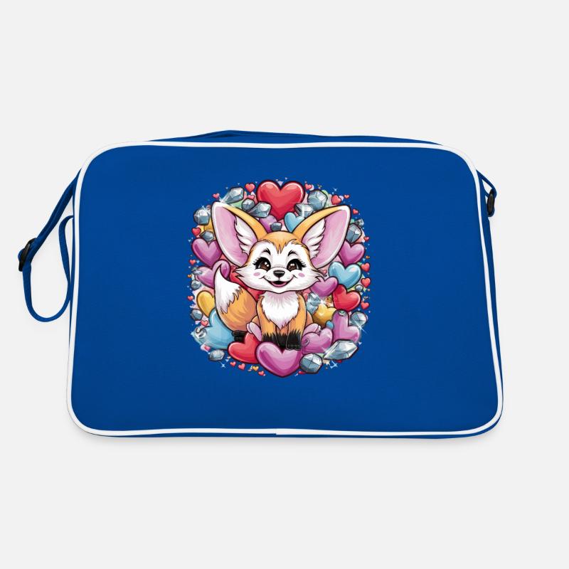 Kawaii Fennek Wüstenfuchs mit bunten Herzen Retro Tasche