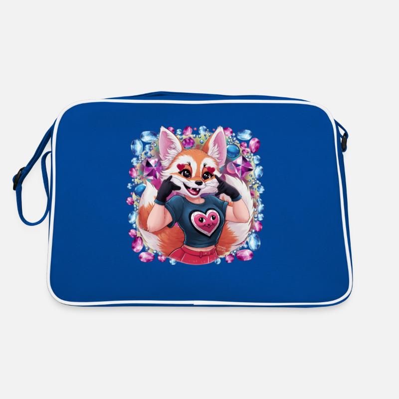 Kawaii Fennek Wüstenfuchs mit bunten Herzen Retro Tasche