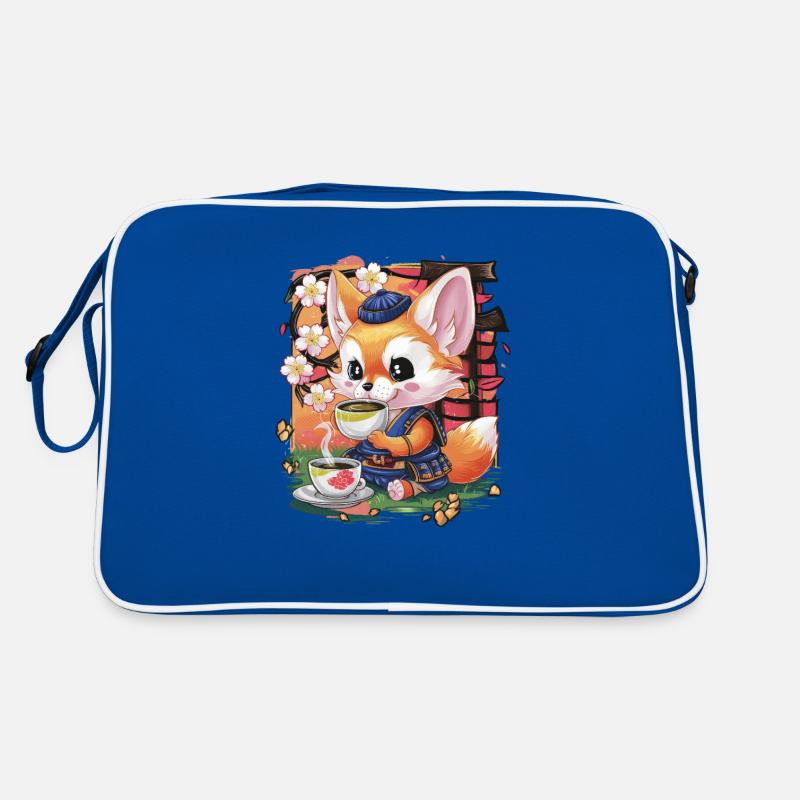 Cartoon Kawaii Fennek Wüstenfuchs mit grünem Tee Retro Tasche