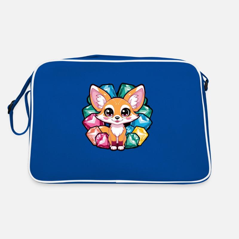 Kawaii Fennek Wüstenfuchs mit bunten Herzen Retro Tasche