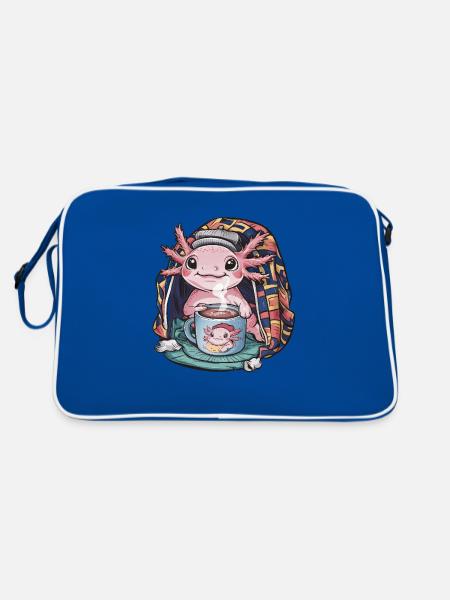 Axolotl Kawaii avec Restauration Rapide - Sac Retro - bleu/blanc - Dos