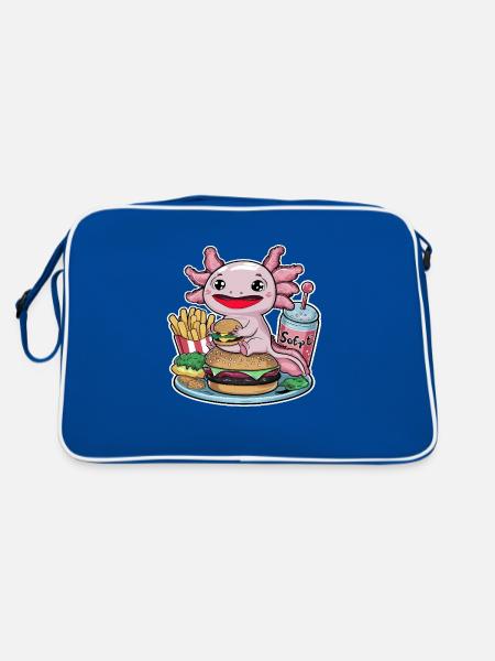 Axolotl Kawaii avec Restauration Rapide - Sac Retro - bleu/blanc - Dos