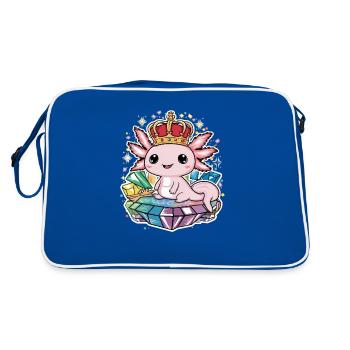 Axolotl Kawaii avec Couronne Royale. - Sac Retro - bleu/blanc - Dos