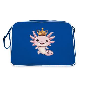 Axolotl Kawaii avec Couronne Royale. - Sac Retro - bleu/blanc - Dos