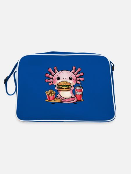 Axolotl Kawaii avec Restauration Rapide - Sac Retro - bleu/blanc - Dos